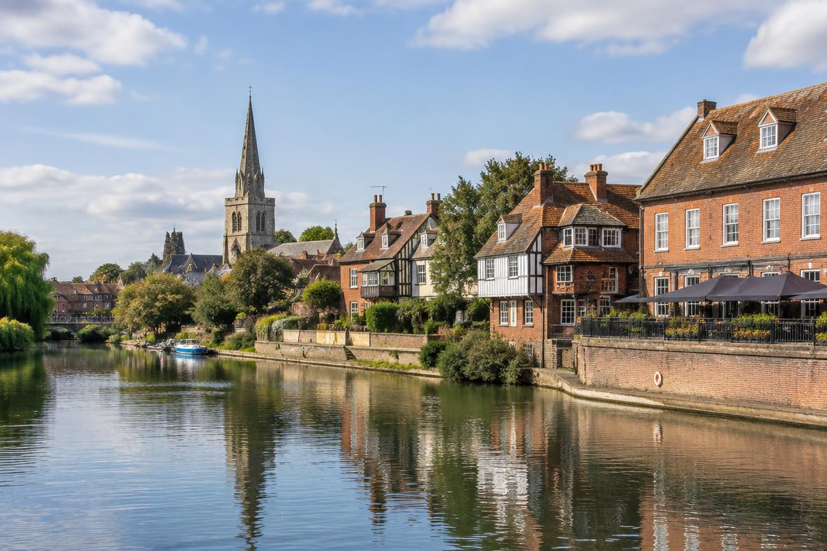 Abingdon-on-Thames riverside and historic town buildings