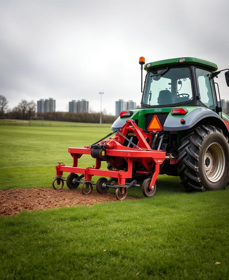 Aerator on a sports pitch