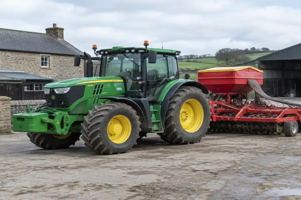 Farm machinery prepared for purchase under a hire purchase agreement, showing the asset at work.